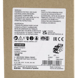 Siemens Leistungsschütz 3RT2028-1BB44-3MA0 OVP