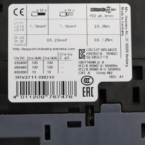 Siemens Leistungsschalter 3RV2711-0BD10 OVP