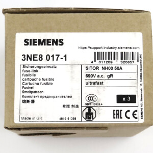 Siemens SITOR-Sicherungseinsatz 3NE8017-1 (3Stk.) OVP