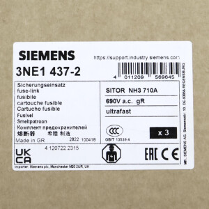 Siemens Sitor Sicherungseinsatz 3NE1 437-2 (3Stk.) OVP