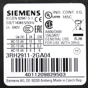 Siemens Hilfsschalterblock 3RH2911-2GA04 OVP