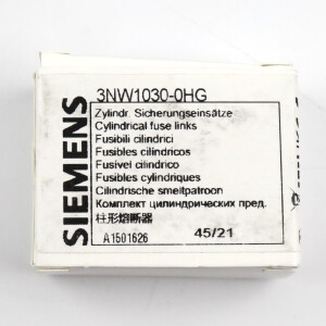 Siemens Zylindersicherungseinsatz 3NW1030-0HG (10Stk.) OVP