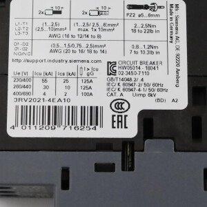 Siemens Leistungsschalter 3RV2021-4EA10 NOV