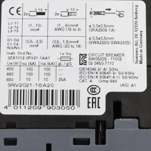 Siemens Leistungsschalter 3RV2021-1BA20 GEB