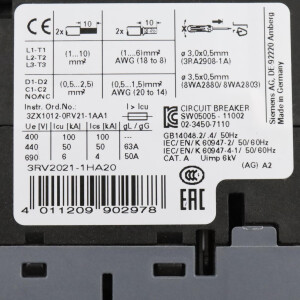 Siemens Leistungsschalter 3RV2021-1HA20 GEB
