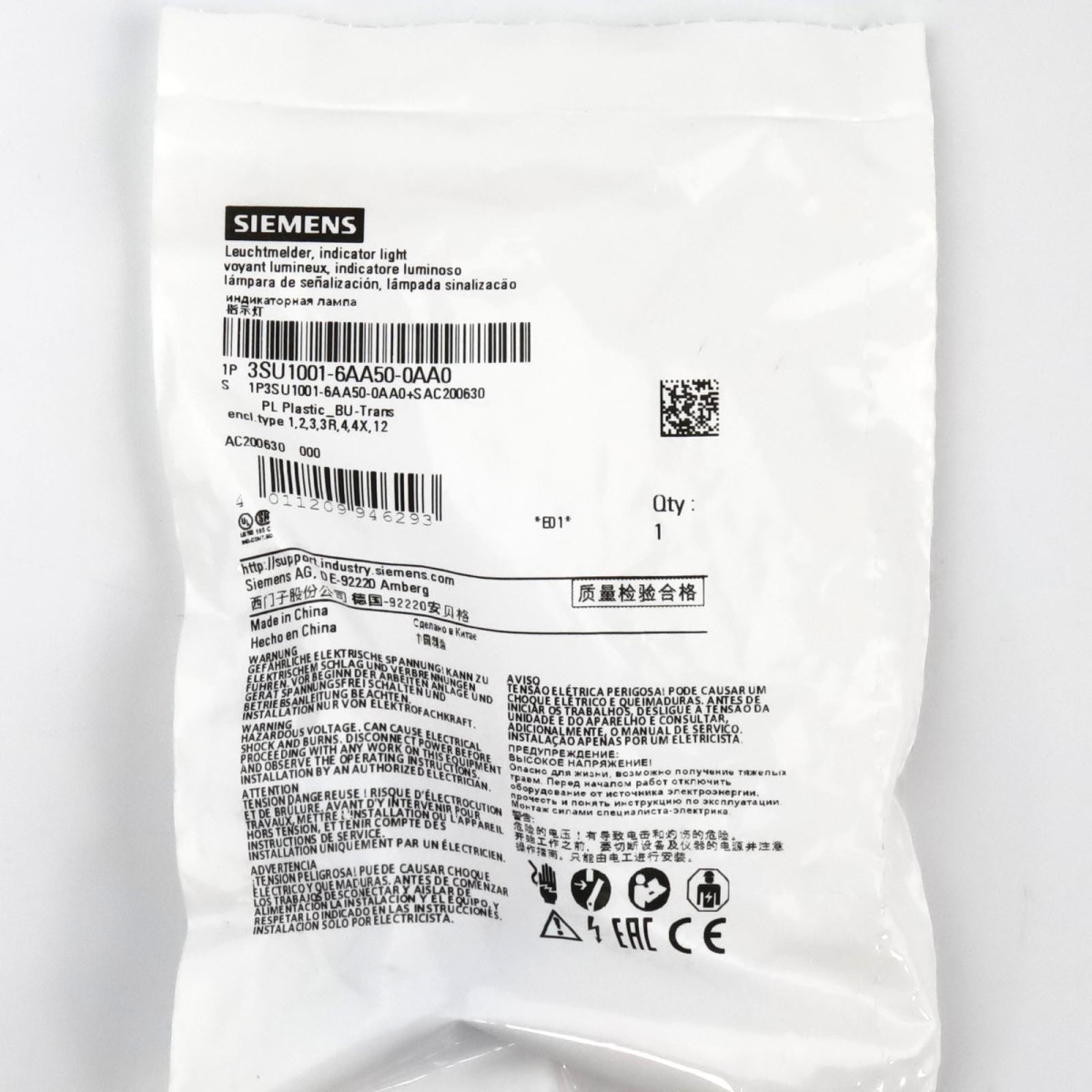 Siemens Leuchtmelder 3SU1001-6AA50-0AA0 (4Stk) OVP