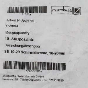 Murrplastik Schirmklemme SK 10-20 10-20mm (10Stk.) OVP