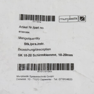 Murrplastik Schirmklemme SK 10-20 10-20mm (6Stk.) OVP