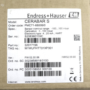 Endress+Hauser Cerabar S Drucktransmitter PMC71-68899/0 OVP