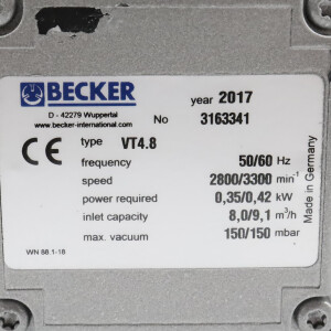 Becker Vakuumpumpe VT4.8 8,0/9,1m³/h 150/150mbar NOV