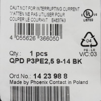 Phoenix Contact Steckverbinder QPD P3PE2,5 9-14 BK 1423988 OVP