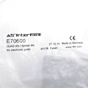 ifm electronic AS-Interface Spannungsverteiler E70600 QUAD AS-i Splitter Box 8A OVP