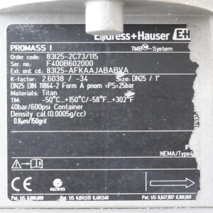 Endress+Hauser Durchflussmessgerät Promass I 83I25-2C73/115 GEB
