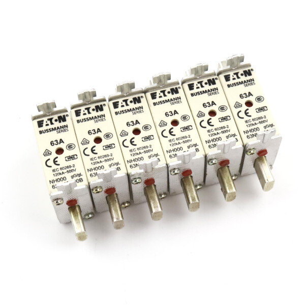 Eaton Bussmann NH-Sicherungseinsatz NH000 63NHG000B 63A 500V (6Stk.) GEB