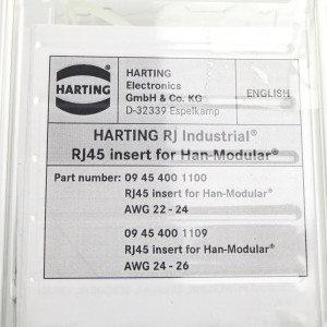 Harting RJ45-Einsatz Han-Modular RJ45 Cat5 Stvb.4p IDC 09 45 400 1100 OVP