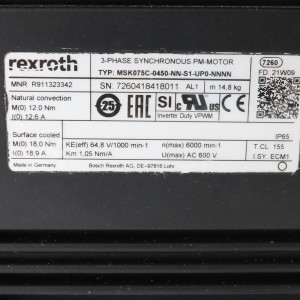 Rexroth Servomotor MSK075C-0450-NN-S1-UP0-NNNN R911323342 NOV