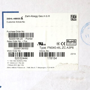 ZIEHL-ABEGG Axialventilator FN040-4IL.ZC.A3P6 178154 100-130V 50/60Hz OVP