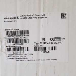 ZIEHL-ABEGG Radialventilator RH40V-6IK.BD.VR 115698 200-277V 50/60Hz OVP