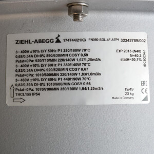 ZIEHL-ABEGG Axialventilator FN050-SDL.4F.A7P1 174744/21K3 400V/460V OVP