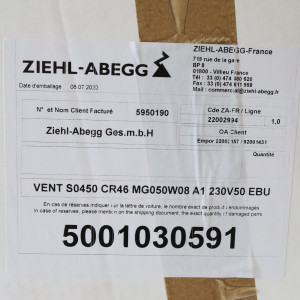 ZIEHL-ABEGG Axialventilator S0450CR46MG050W08A1 5001030591 230V 50Hz OVP