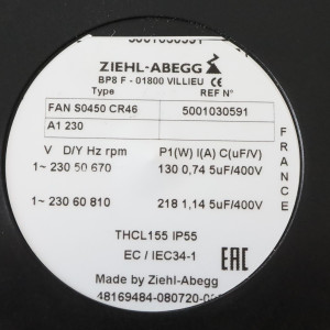 ZIEHL-ABEGG Axialventilator S0450CR46MG050W08A1 5001030591 230V 50Hz OVP