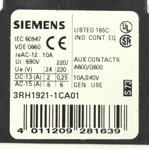 Siemens Hilfschalterblock 3RH1921-1CA01 (7Stk.) GEB