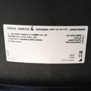 ZIEHL-ABEGG Axialventilator ZN071-ZILDG.V7P3 182025/60C 380/480V 50/60Hz NOV