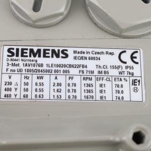 Siemens Niederspannungsmotor 1LE1002-0CB62-2FB4 NOV