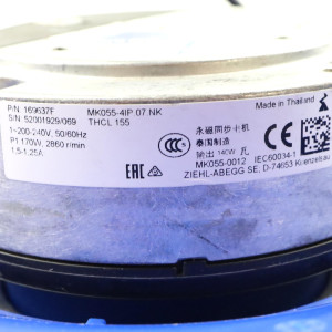 ZIEHL-ABEGG Radialventilator RH25V-4IP.ZC.AR 115616 200-240V 50/60Hz NOV