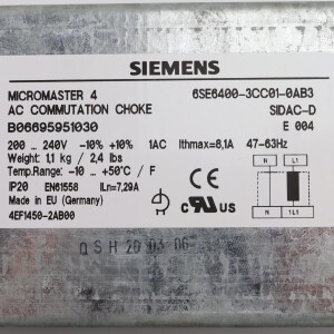 Siemens Micromaster 4 Kommutierungsdrossel 6SE6400-3CC01-0AB3 OVP