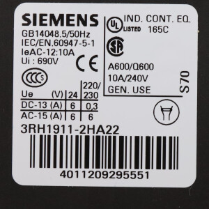 Siemens Hilfsschalterblock 3RH1911-2HA22 NOV