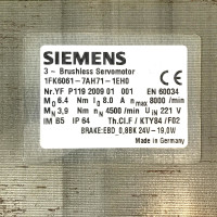 Siemens Servomotor Motor 1FK6061-7AH71-1EH0 NOV