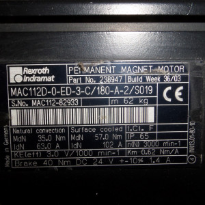 INDRAMAT Servomotor MAC112D-0-ED-3-C/180-A-2/S019 238947 NOV