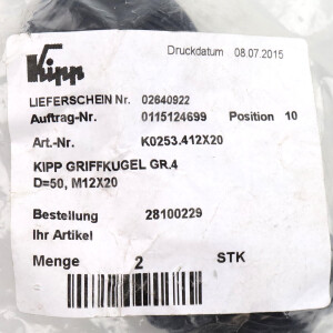 Kipp Griffkugel K0253.412X20 (2Stk.) OVP