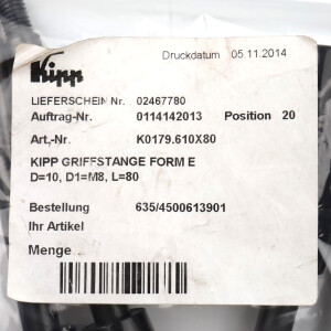 Kipp Griffstange K0179.610X80 (4Stk.) OVP