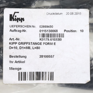 Kipp Griffstange K0179.610X80 (5Stk.) OVP