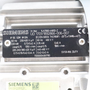 Siemens Schneckengetriebemotor 2KJ1730-5BC13-2FF1-Z i=30 NOV