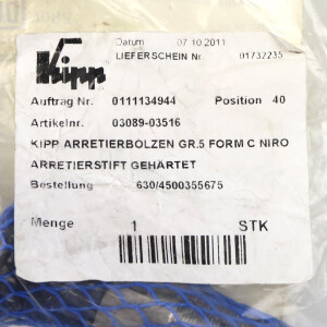 Kipp Arretierbolzen 03089-03516 OVP
