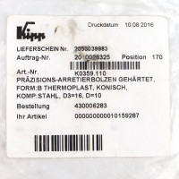 Kipp Präzisions-Arretierbolzen K0359.110 NOV