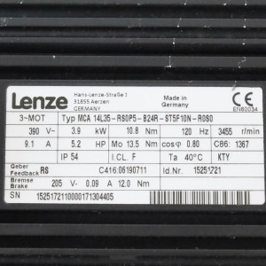 Lenze Servomotor MCA 14L35-RS0P5-B24R-ST5F10N-R0S0 15251721 3.9kW GEB
