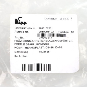 Kipp Präzisions-Arretierbolzen K0359.110 OVP