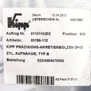 Kipp Präzisions-Arretierbolzen 03186-112 OVP
