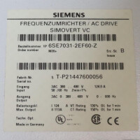 Siemens Simovert Masterdrive VC 6SE7031-2EF60-Z Z=M20 E-Stand:B GEB
