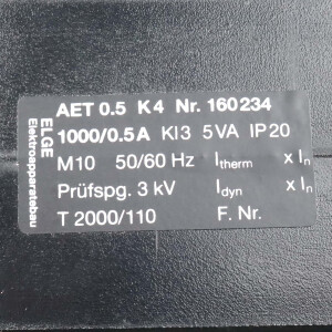 ELGE Stromwandler AET 0.5 K4 160234 1000/0.5A 5VA GEB