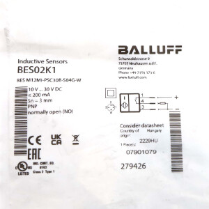Balluff Induktiver Sensor BES02K1 BES M12MI-PSC30B-S04G-W OVP