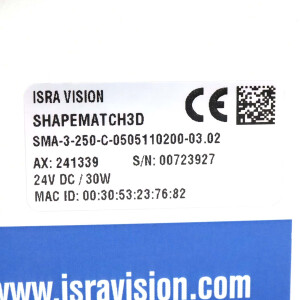 Isra Vision SHAPEMATCH3D SMA-3-250-C-0505110200-03.02 OVP