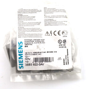 Siemens Schildträger 3SB3922-0AV (10Stk.) OVP