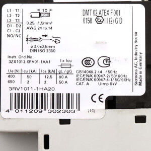 Siemens Leistungsschalter 3RV1011-1HA20 NOV