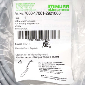 MURR Elektronik Verbindungskabel M12 Bu. freies Ltg-ende 7000-17061-2921000 OVP