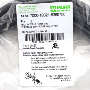 MURR Elektronik Verbindungskabel MSUD Ventilst. freies Ltg-ende 7000-18021-6360750 OVP